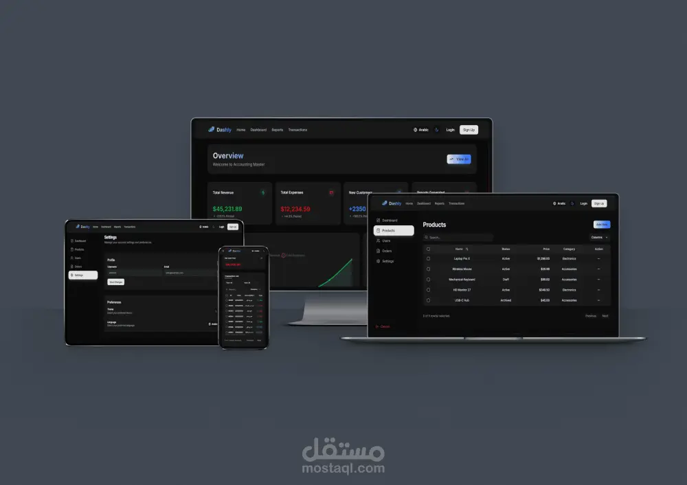 انشاء موقع الكتروني او داشبورد