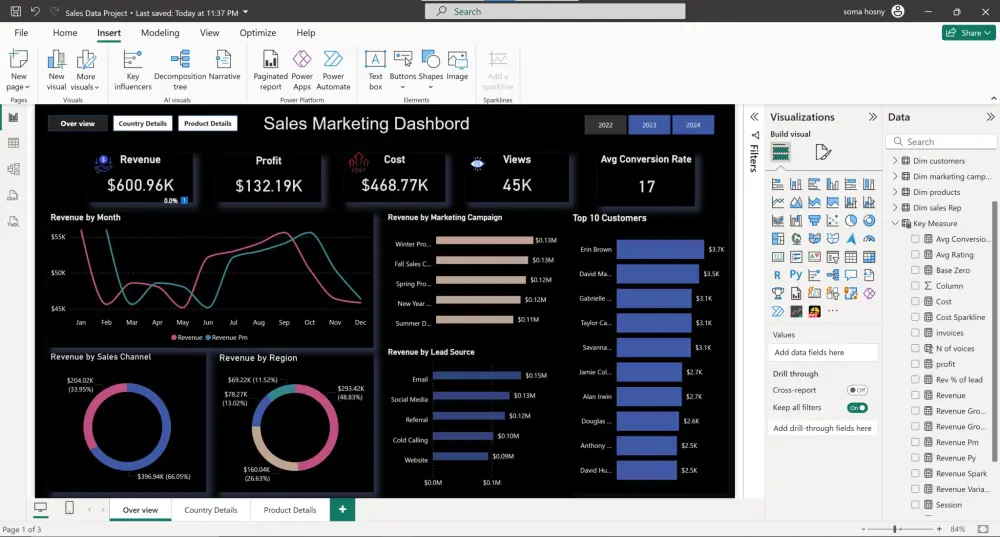 سأقوم بتصميم Dashboard احترافي لعرض وتحليل بياناتك بشكل واضح