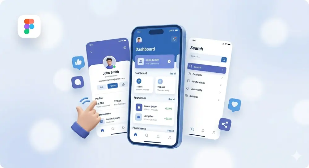 تصميم واجهات تطبيقات موبايل (iOS & Android) احترافية على Figma