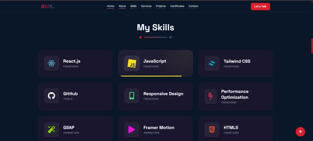 برمجة وتطوير موقع معرض أعمال (Portfolio) تفاعلي واحترافي باستخدام React.js