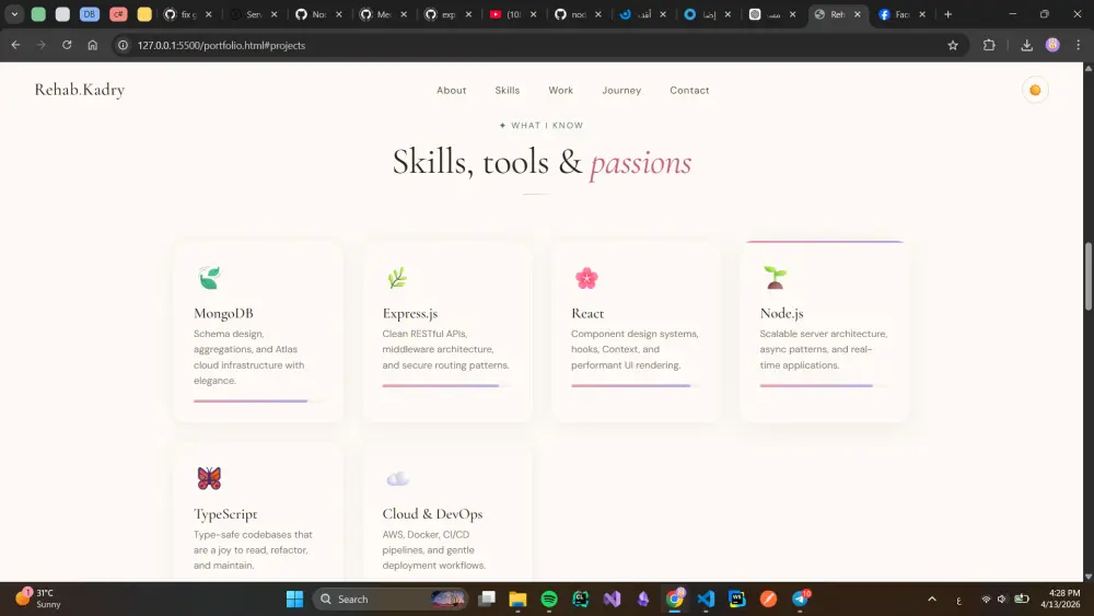 أقدم خدمة تصميم وتطوير موقع Portfolio شخصي احترافي لعرض مهاراتك وأعمالك بطريقة جذابة ومنظمة تساعدك على التميز أمام العملاء أو أصحاب العمل.