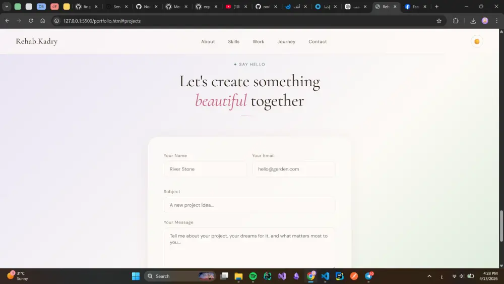 أقدم خدمة تصميم وتطوير موقع Portfolio شخصي احترافي لعرض مهاراتك وأعمالك بطريقة جذابة ومنظمة تساعدك على التميز أمام العملاء أو أصحاب العمل.