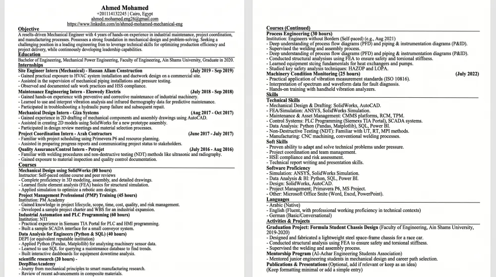 كتابة CV احترافي متوافق مع ATS عربي/انجليزي