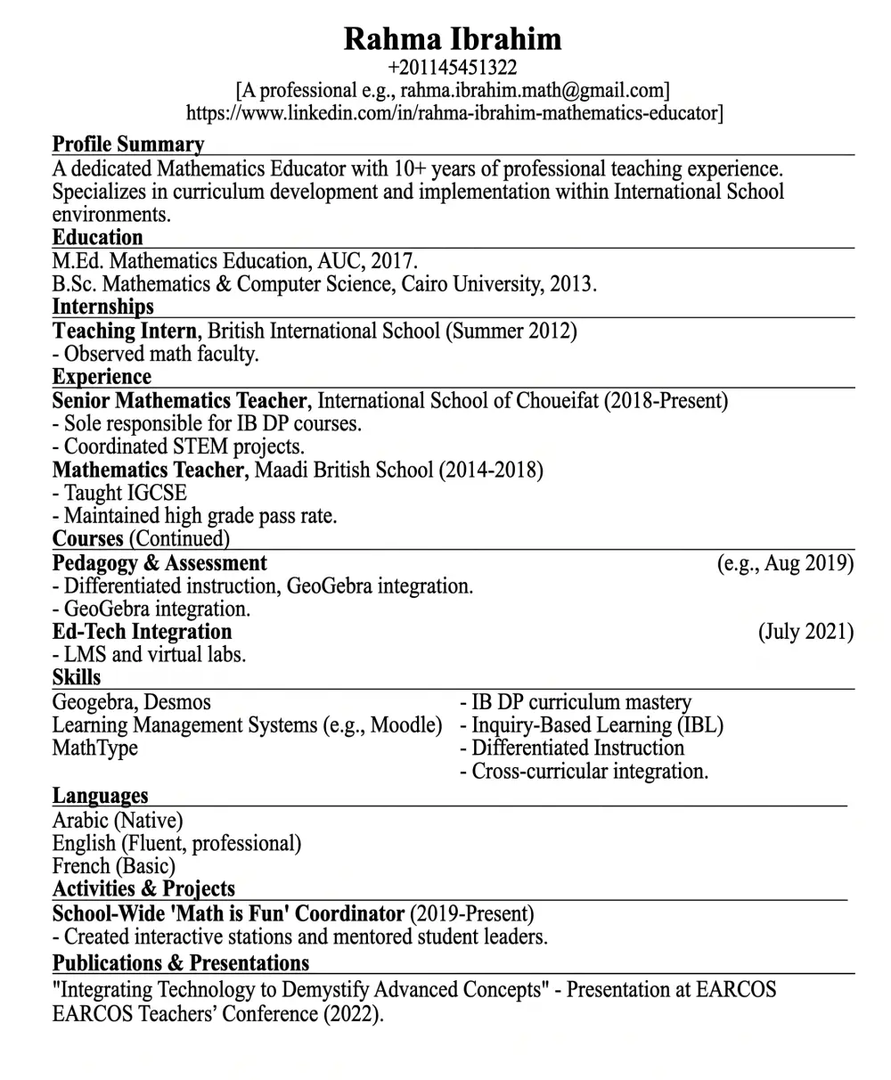 كتابة CV احترافي متوافق مع ATS عربي/انجليزي