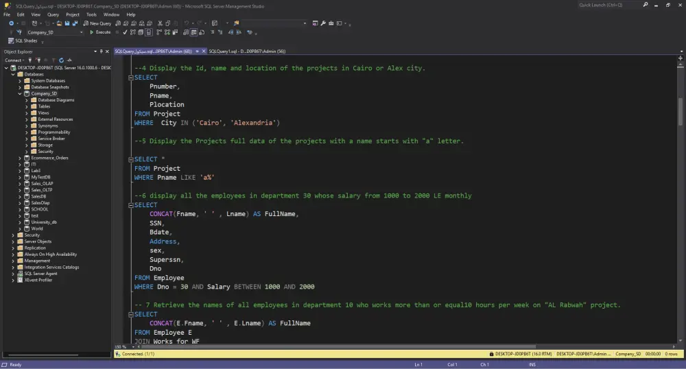 بناء وتحسين Queries في SQL لاستخراج بيانات وتقارير احترافية
