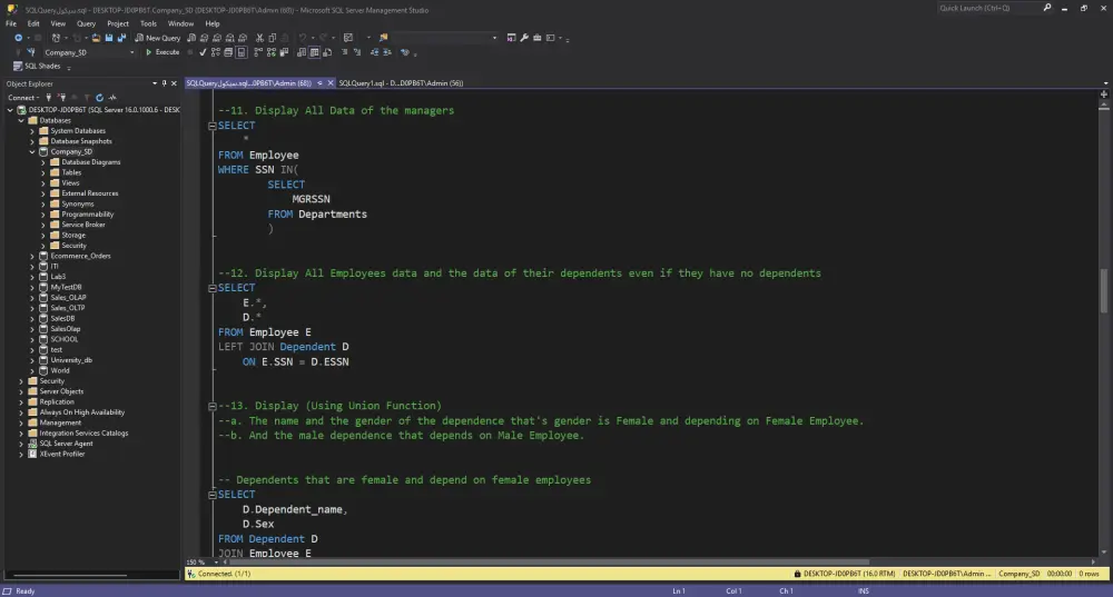 بناء وتحسين Queries في SQL لاستخراج بيانات وتقارير احترافية