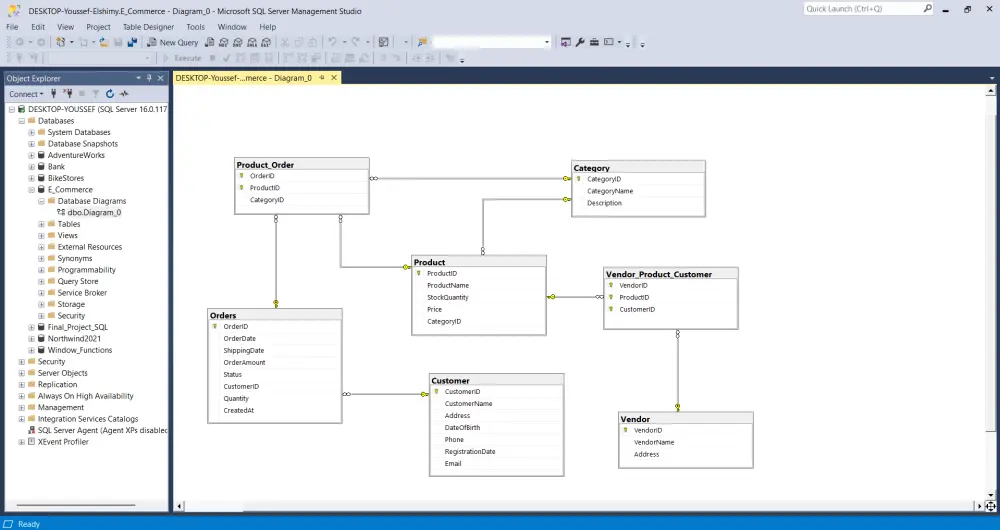 تصميم وإنشاء قواعد البيانات (Database)، رسم ERD، و Mapping