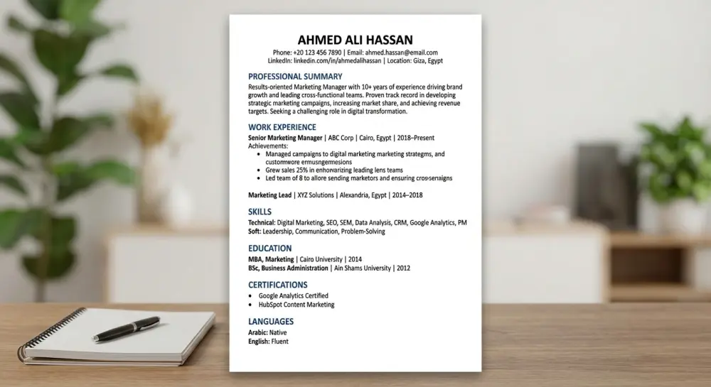 تصميم سيرة ذاتية احترافية CV تزيد فرص قبولك في الوظائف والتدريب