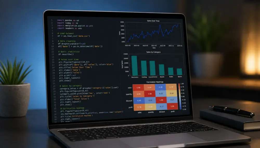 تحليل البيانات (Data Analysis) مع تقارير ورسوم بيانية واضحة واحترافية