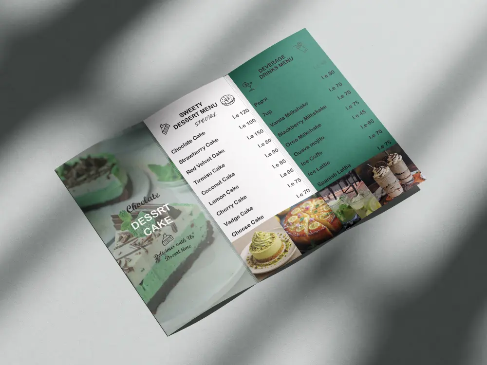 تصميم مطبوعات احترافية ومبتكرة (منيو مطاعم وكافيهات + بروشور شركات وتجاري)