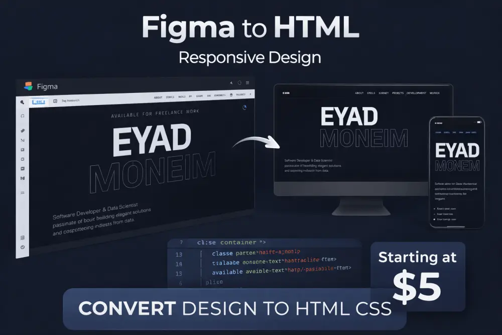 I will convert your design into responsive HTML CSS website