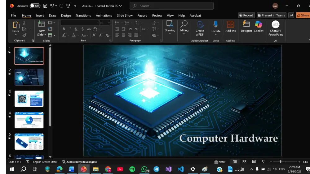 تصميم عرض تقديمي باستخدام PowerPoint