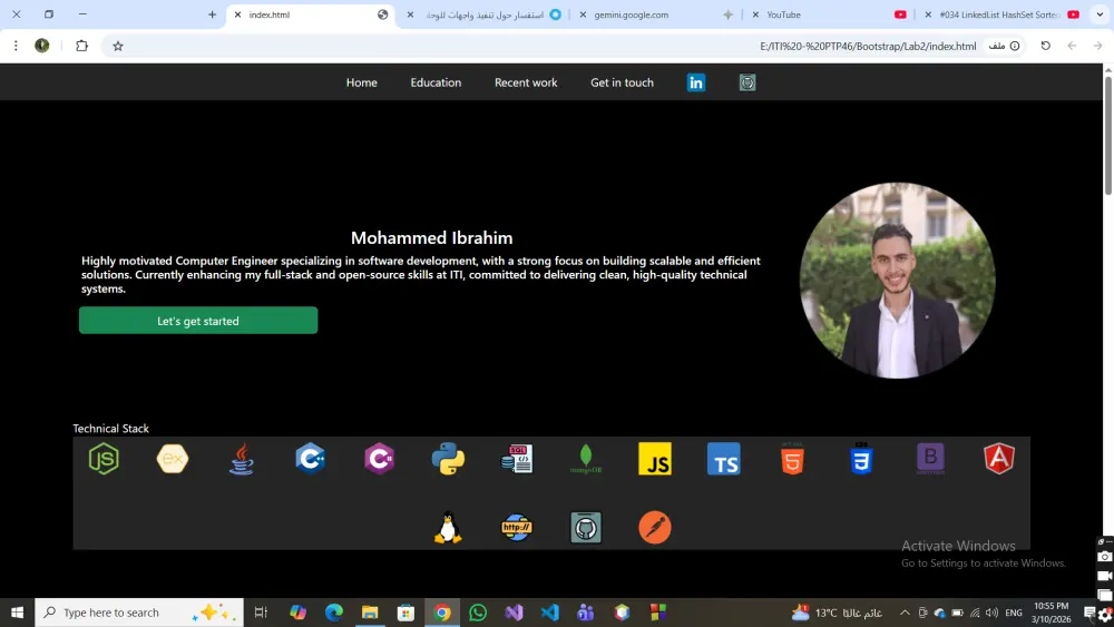 انشاء ملف تعريف شخصى portfolio