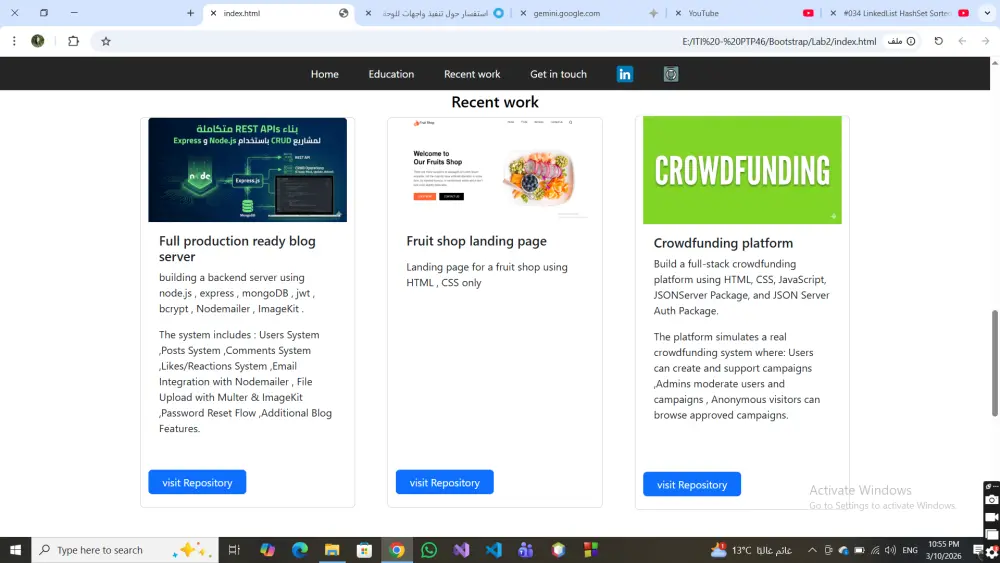 انشاء ملف تعريف شخصى portfolio