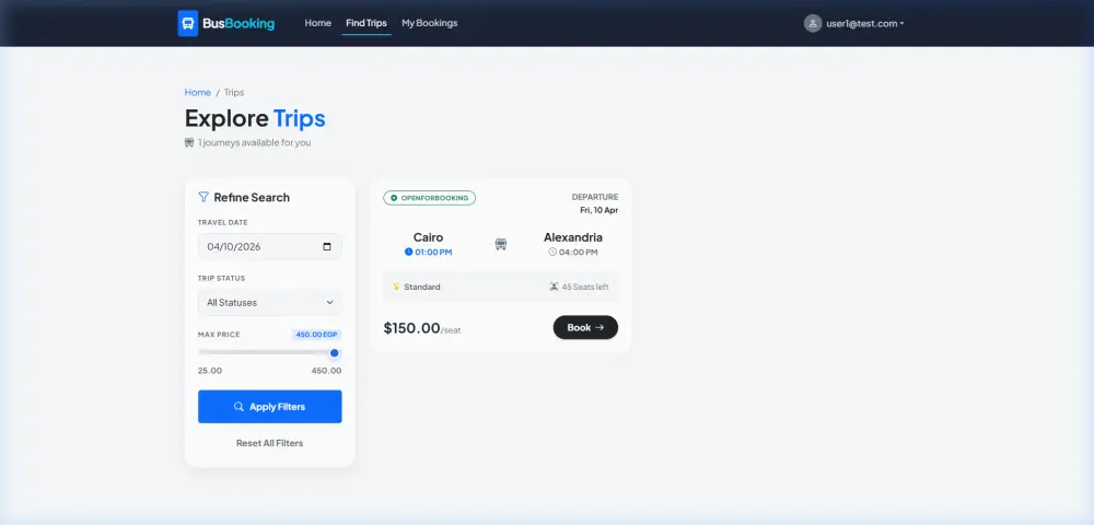 نظام الحجز الذكي للرحلات Smart Trip Booking System