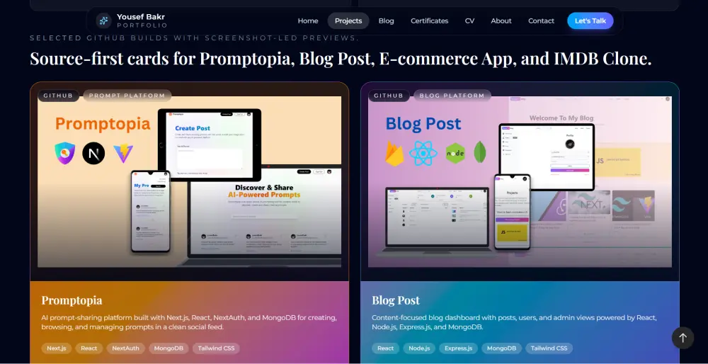 برمجة وتطوير موقع معرض أعمال (Portfolio) احترافي وسريع