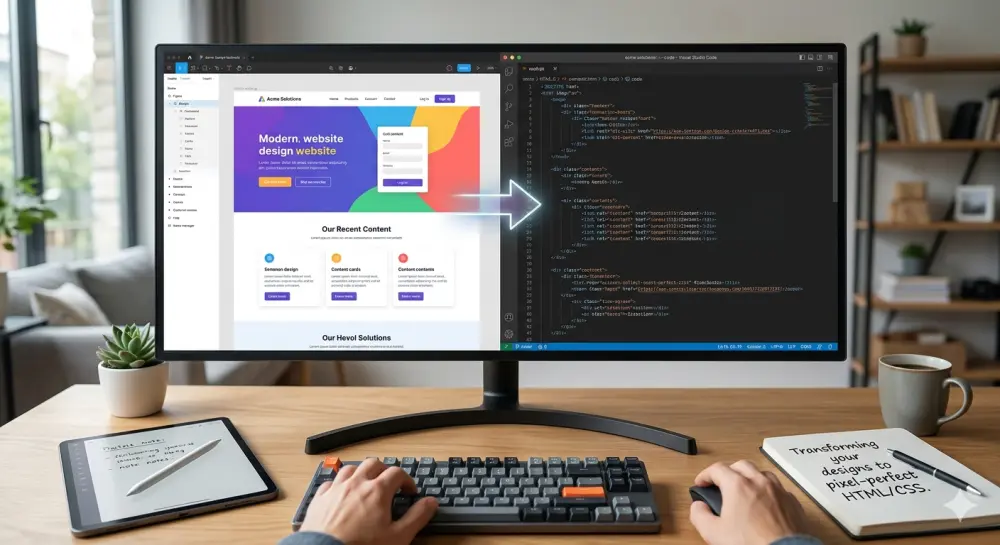 تحويل تصميمك إلى صفحة HTML