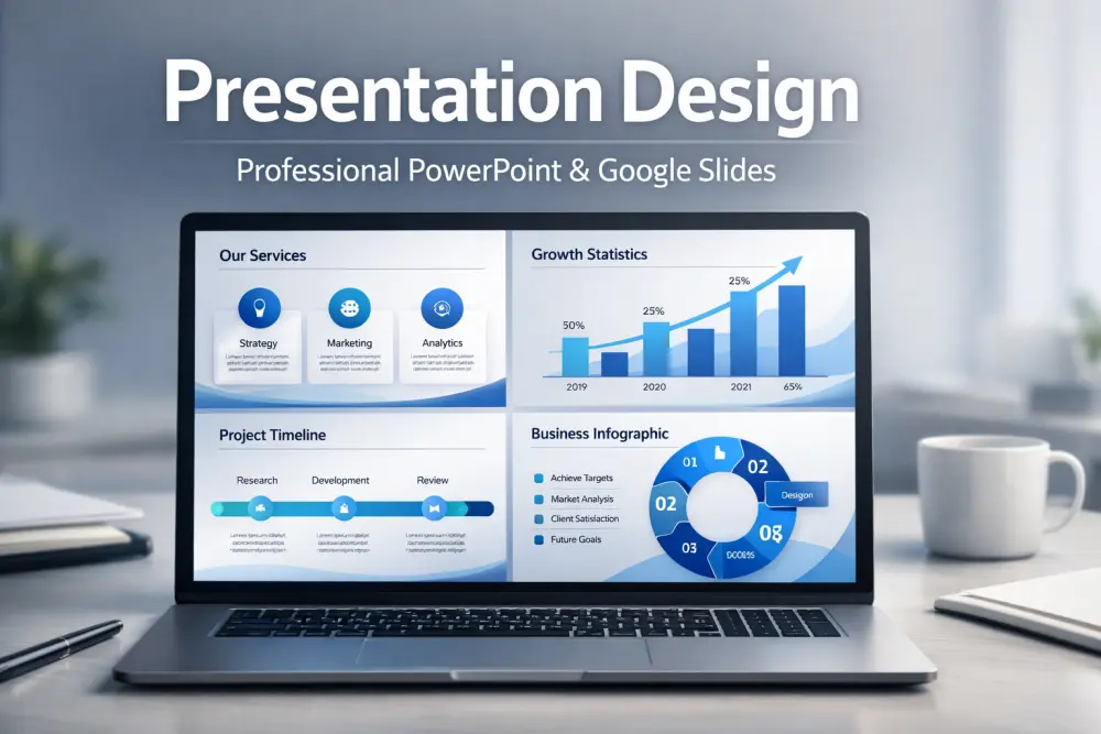 سأقوم بتصميم 10 شرائح عرض تقديمي احترافي PowerPoint أو Google Slides بشكل جذاب مقابل 5 دولار