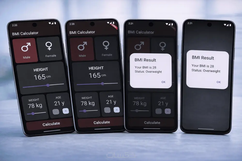 تصميم وتطوير 3 واجهات تطبيق موبايل باستخدام Flutter