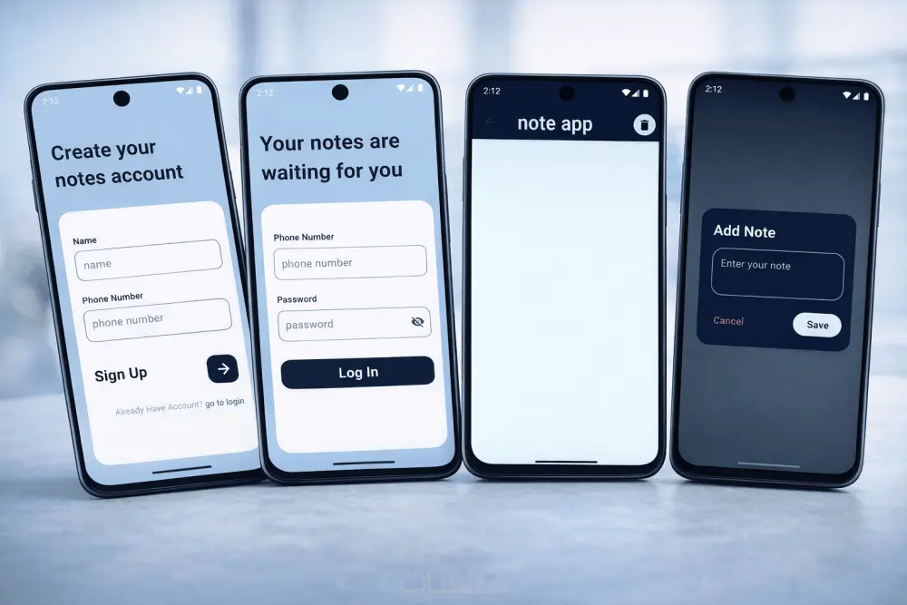 تصميم وتطوير 3 واجهات تطبيق موبايل باستخدام Flutter