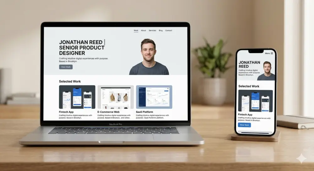 سأصمم لك موقع Portfolio شخصي احترافي لعرض أعمالك بطريقة جذابة ومتجاوبة 100%