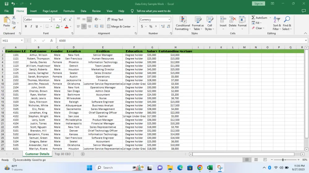 دخال البيانات على Excel باحترافية ودقة عالية + تنسيق كامل