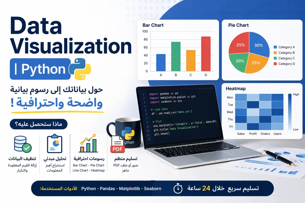 سأقوم بتحليل بياناتك وتحويلها إلى رسومات بيانية احترافية باستخدام Python