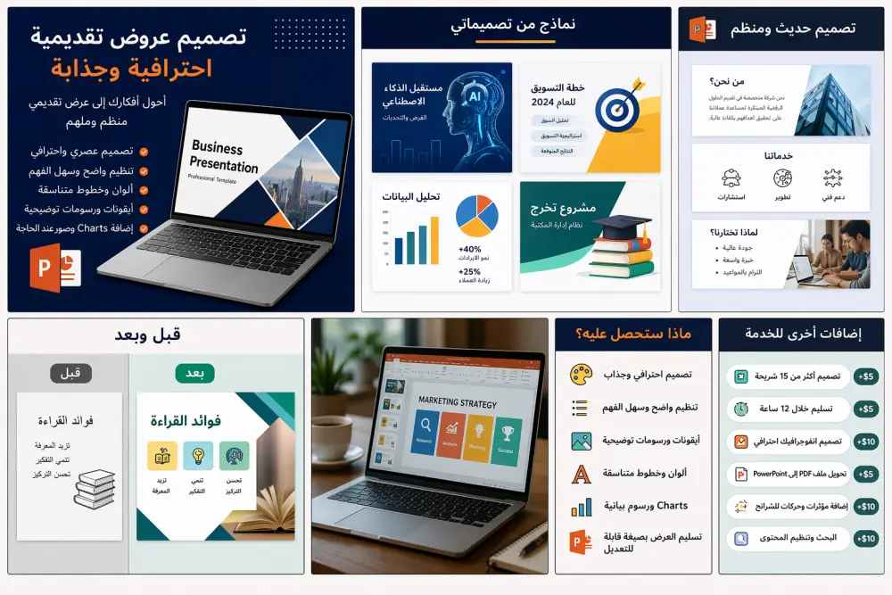 سأقوم بإنشاء عرض تقديمي PowerPoint احترافي وجذاب لأي موضوع