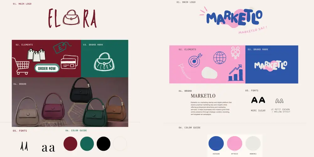 تصميم هوية بصرية و منشورات سوشيال ميديا متناسقة مع العلامة التجارية