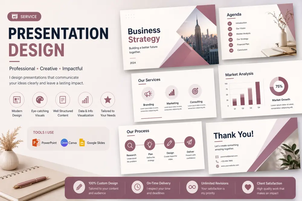 سأقوم بتصميم عرض تقديمي احترافي PowerPoint أو Canva