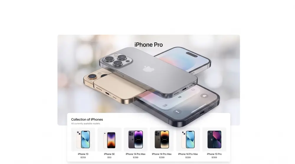 متجر iPhone بتجربة مستخدم (UI/UX) مبتكرة - فرونت إند.