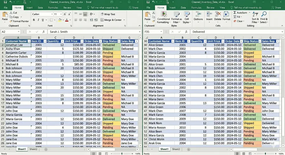 تنظيف ومعالجة ملفات Excel وتجهيز البيانات للتحليل باحترافية