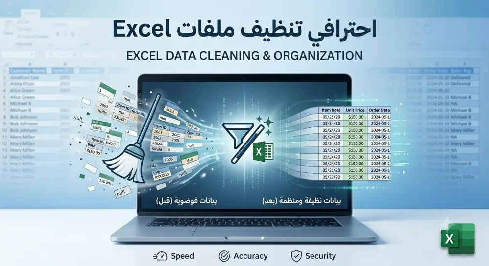 تنظيف ومعالجة ملفات Excel وتجهيز البيانات للتحليل باحترافية