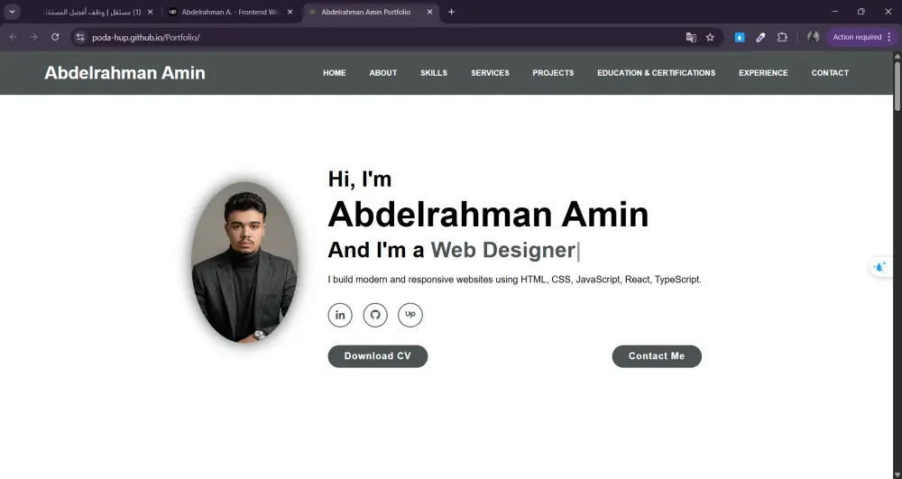 سأصمم موقع بورتفوليو احترافي ومتجاوب  Modern Responsive Portfolio Website