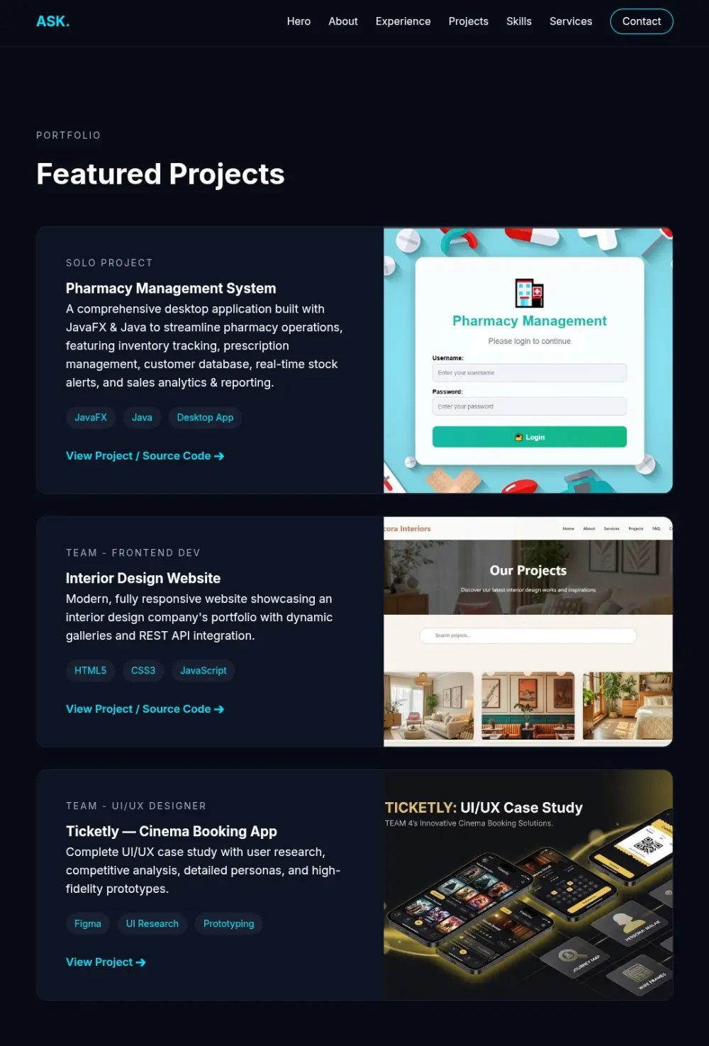 تصميم وتطوير موقع شخصي (Portfolio) احترافي لعرض أعمالك وسيرتك الذاتية.