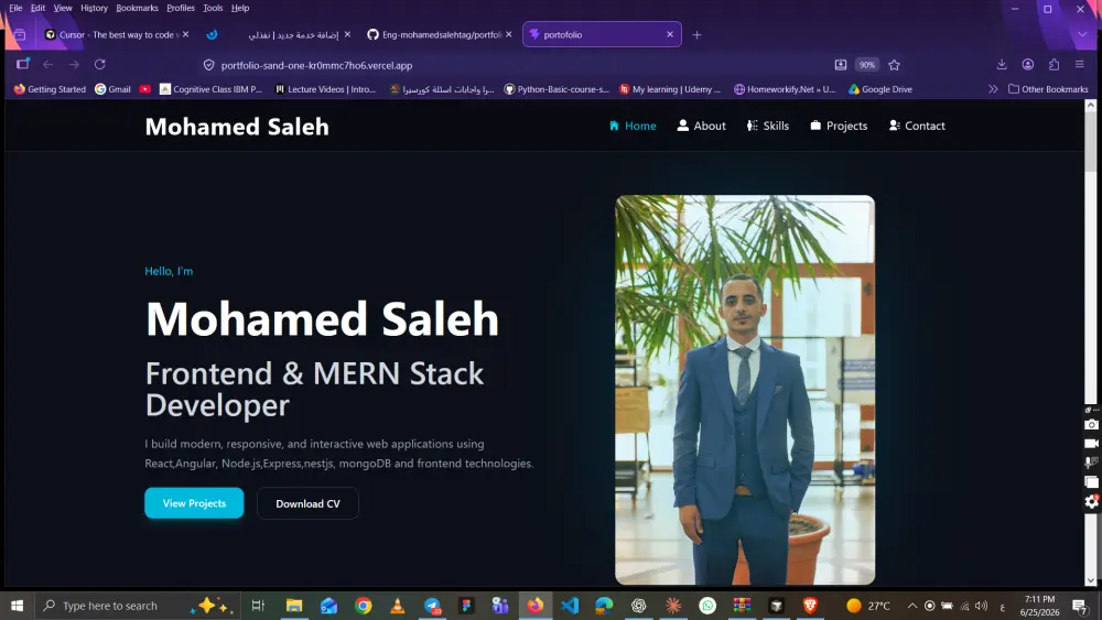 عمل portfolioو Cv بشكل احترافي ومتجاوب مع كل الشاشات يعكس مدي خبره وتميز صاحب الحساب