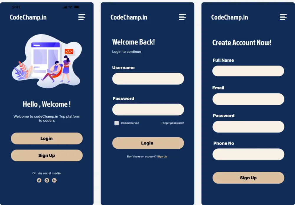 تصميم واجهات تطبيقات الموبايل UI/UX احترافية (Login - Sign Up - Mobile App Design)