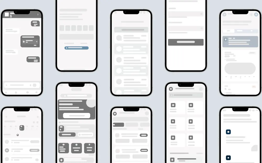 سأقوم بإنشاء Med Fidelity Wireframe بسيط ومنظم يوضح شكل وهيكل التطبيق أو الموقع قبل التصميم النهائي.