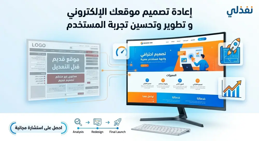 إعادة تصميم واجهات موقع إلكتروني احترافي UI/UX لزيادة التفاعل
