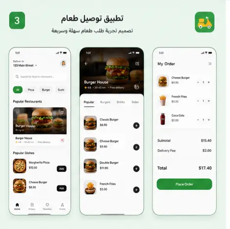 سأصمم واجهات UI/UX احترافية لتطبيقات الموبايل والمواقع باستخدام Figma