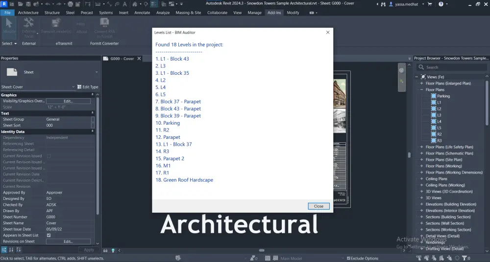 سأطور لك إضافة Revit Add-in باستخدام C# و Revit API