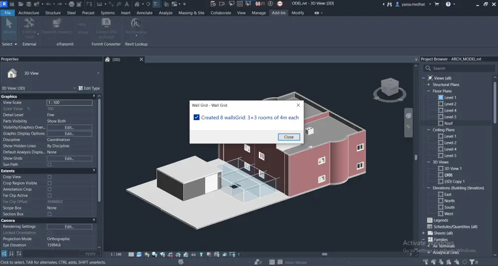 سأطور لك إضافة Revit Add-in باستخدام C# و Revit API