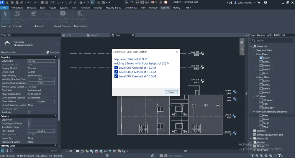 سأطور لك إضافة Revit Add-in باستخدام C# و Revit API