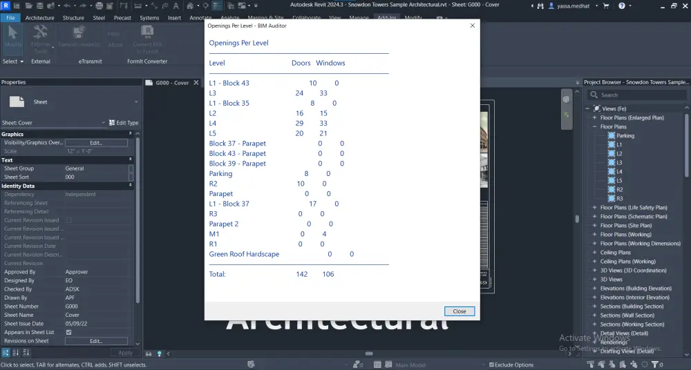 سأطور لك إضافة Revit Add-in باستخدام C# و Revit API