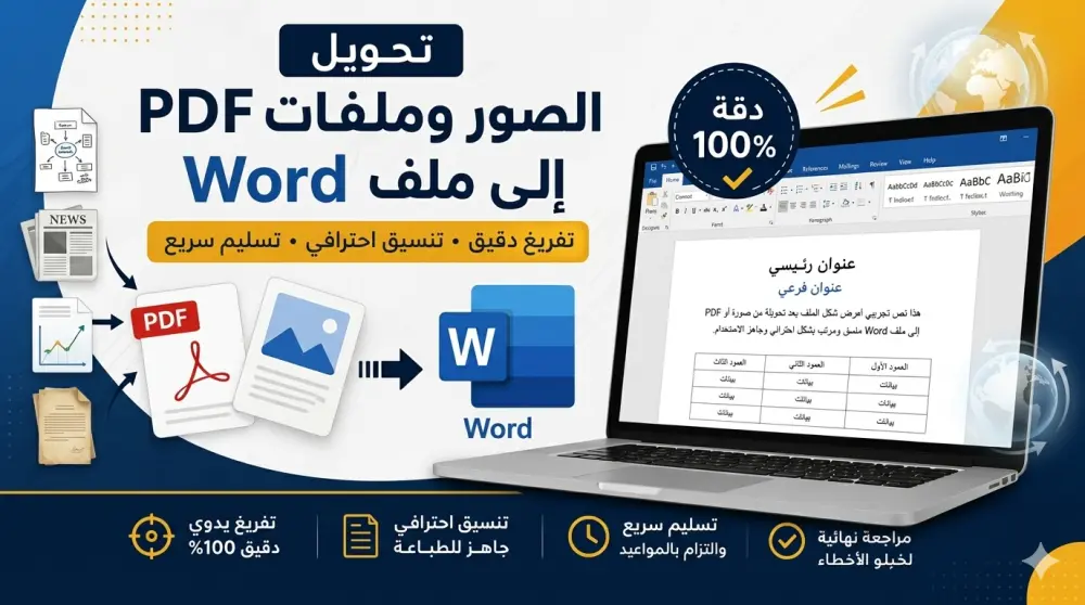 تحويل وتفريغ الصور وملفات PDF إلى ملف Word منسق واحترافي