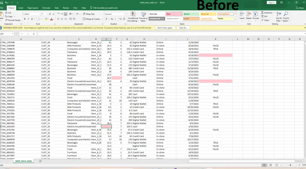 خدمة تنظيف ومعالجة البيانات (Data Cleaning & Preparation)