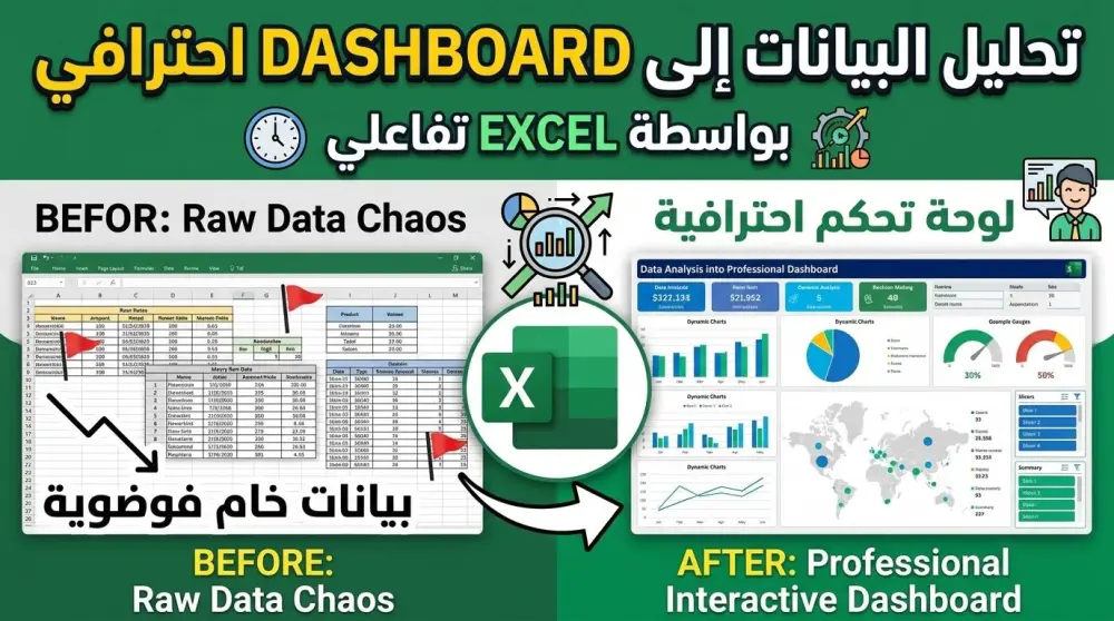تحليل البيانات وتحويلها إلى Dashboard احترافي باستخدام Excel