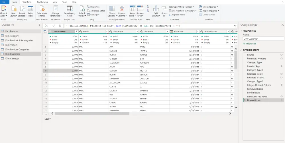 تنظيف بيانات وتحضيرها للتحليل ب Power Bi