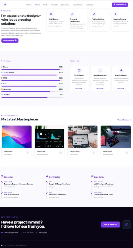 عمل Professional Portfolio and Landing Page
