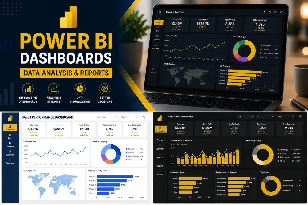 إنشاء لوحات معلومات تفاعلية وتحليل البيانات باستخدام Power BI